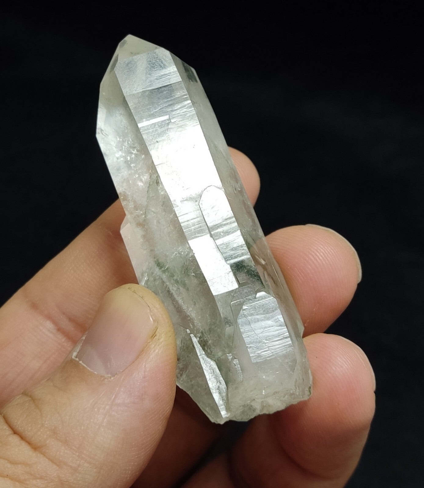 An Aesthetic Natural Quartz crystal with chlorite inclusions 49 grams