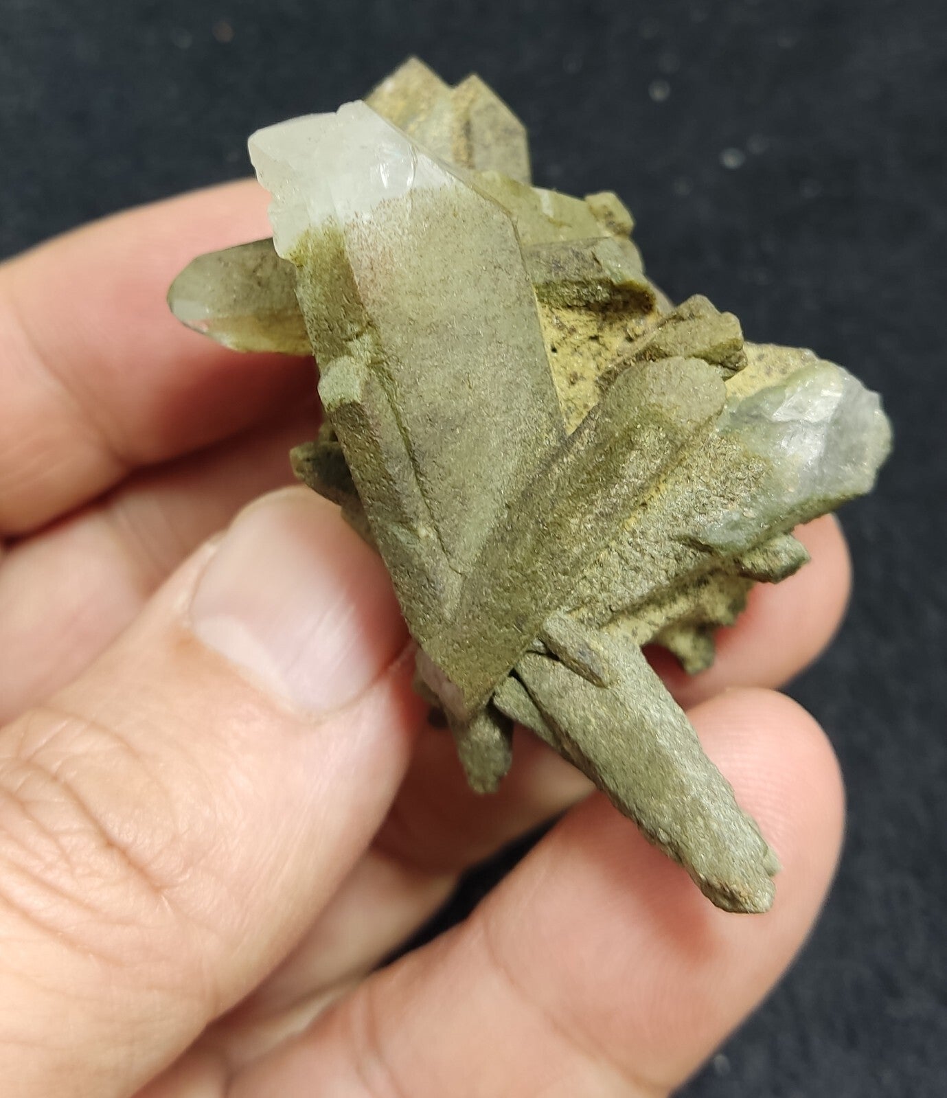 An Aesthetic specimen of chlorite included quartz cluster 54 grams