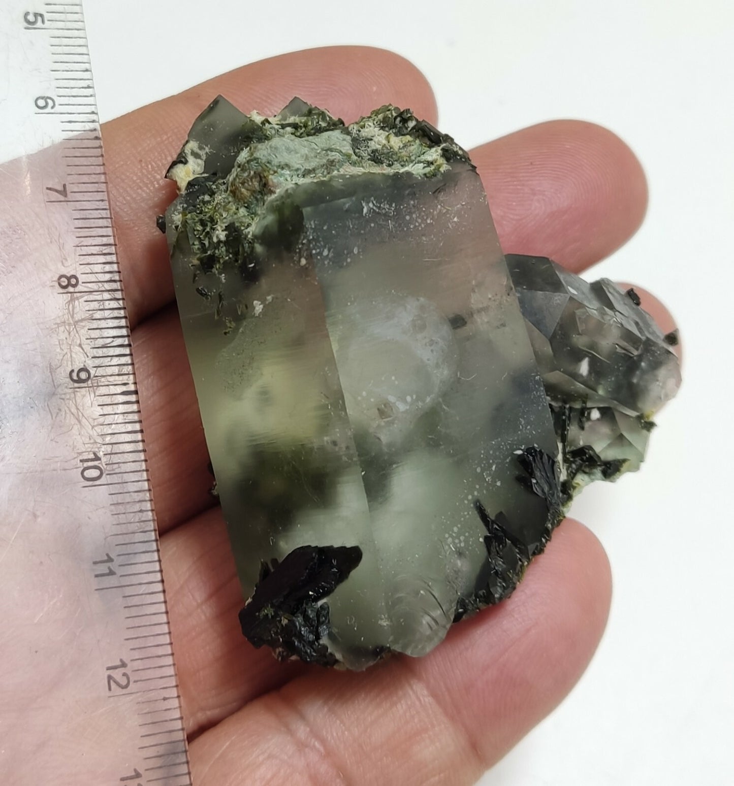 An aesthetic specimen of Epidote quartz cluster 86 grams