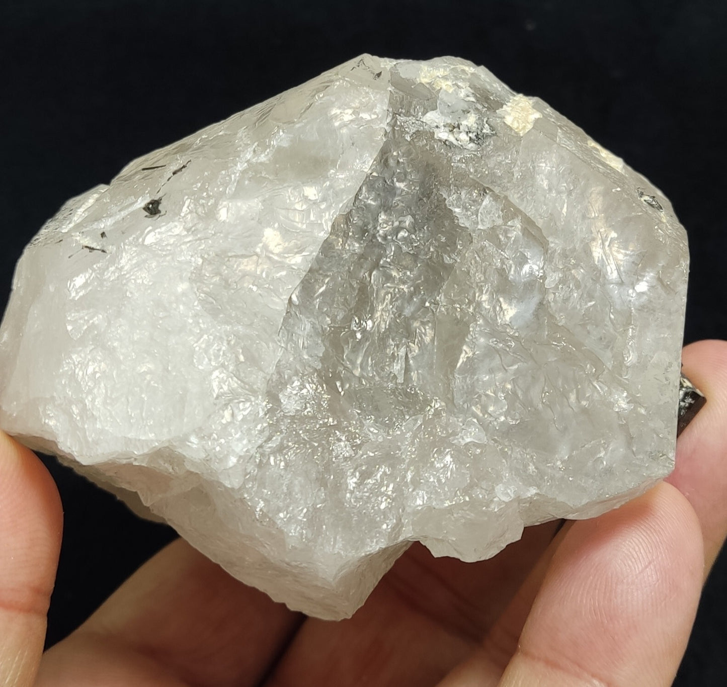 Natural quartz crystals cluster with black tourmaline 469 grams