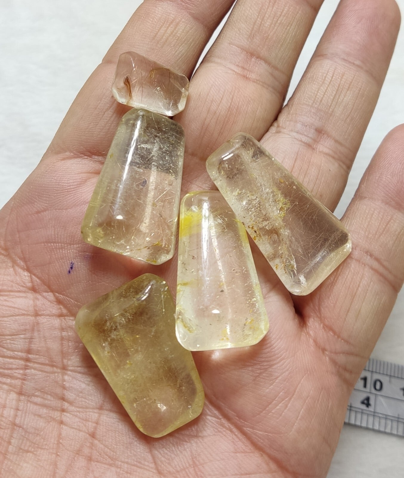 An amazing lot of Rutilated polished quartz tumbles 46 grams
