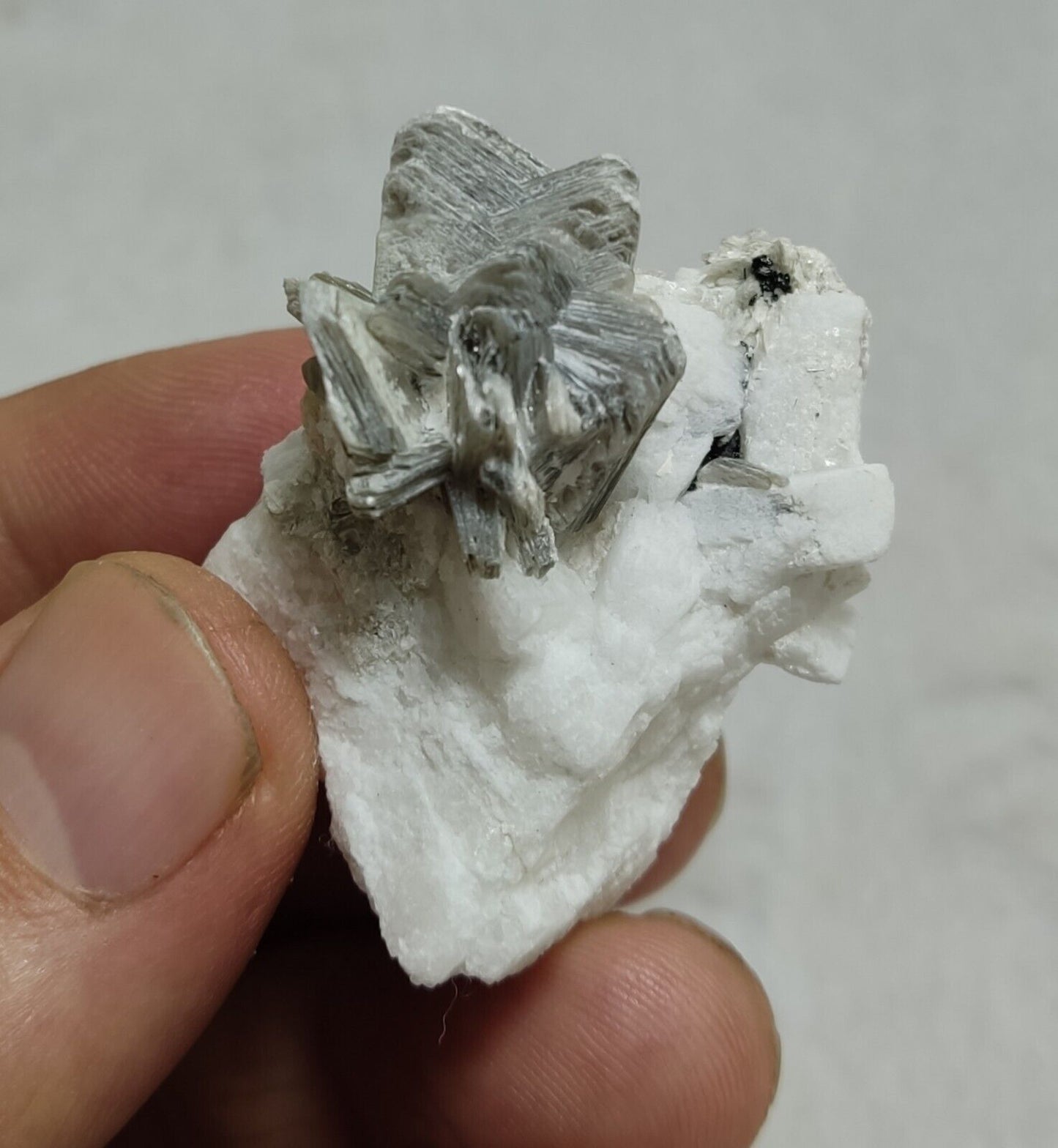 An Aesthetic combo specimen of feldspar, Tourmaline, muscovite 31 grams