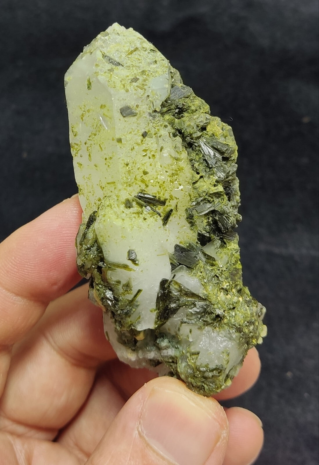 An Aesthetic terminated epidote Quartz specimen 111 grams