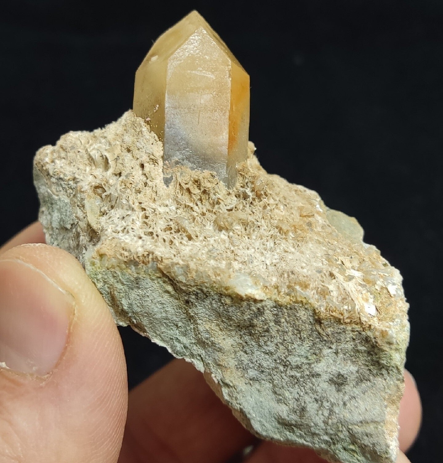Amphibole quartz crystal on matrix 93 grams