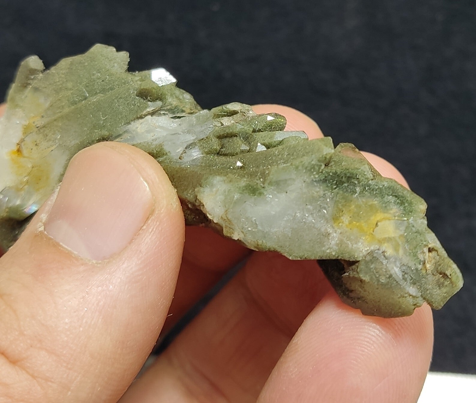 Natural Chlorite Quartz Crystal Bended Formations  35 grams