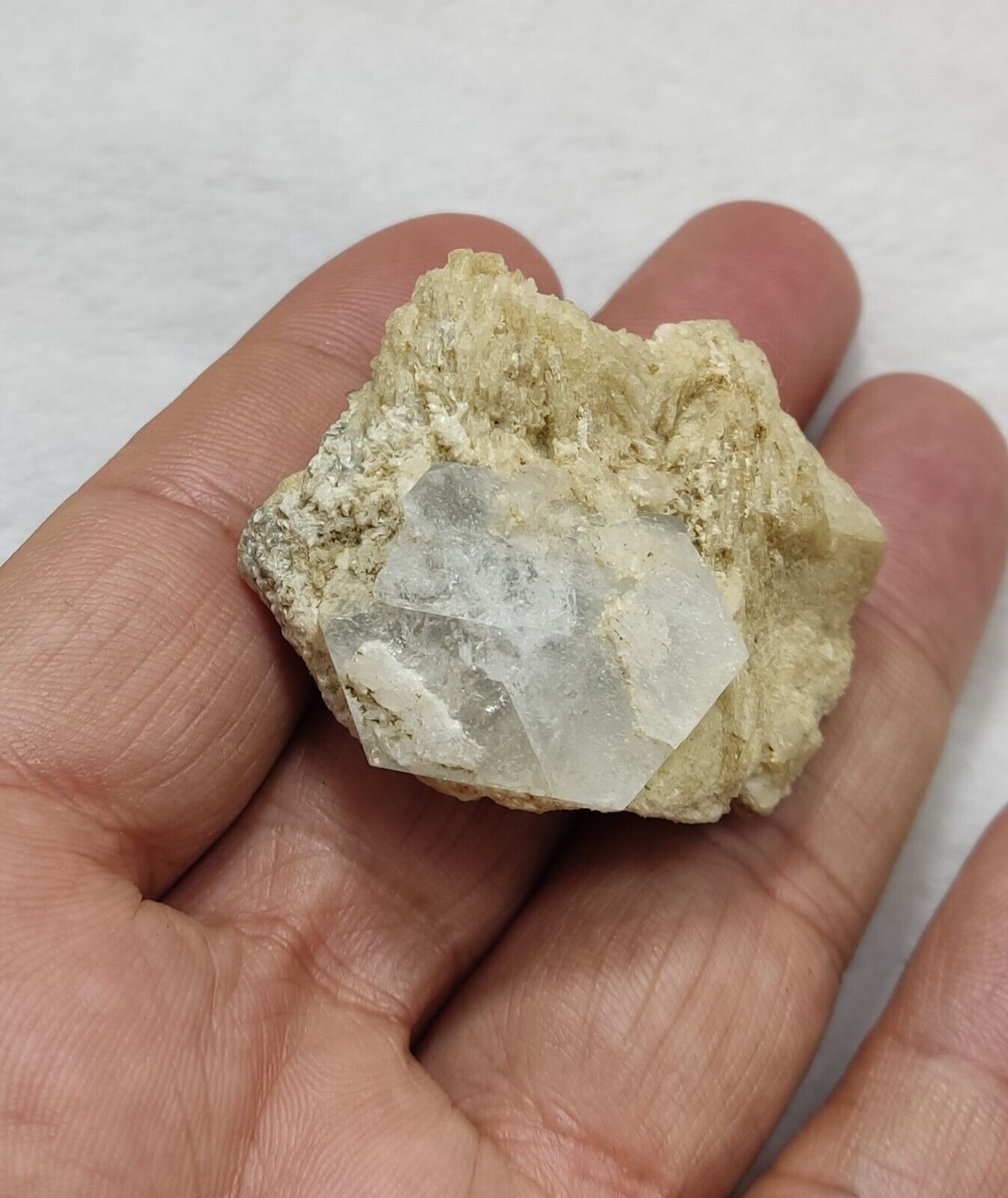 An Aesthetic specimen of beryl variety Goshenite crystal on matrix 43 grams