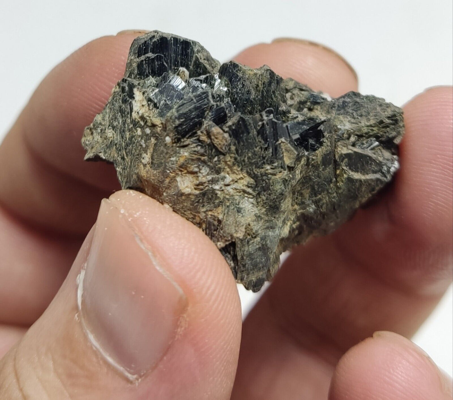 An aesthetic specimen of aegirine crystals on matrix 18 grams