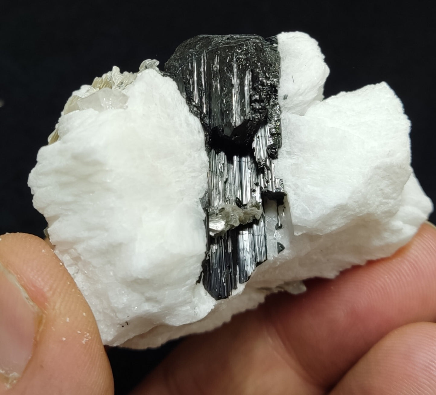 An Aesthetic combo specimen of feldspar, Tourmaline, muscovite 74 grams