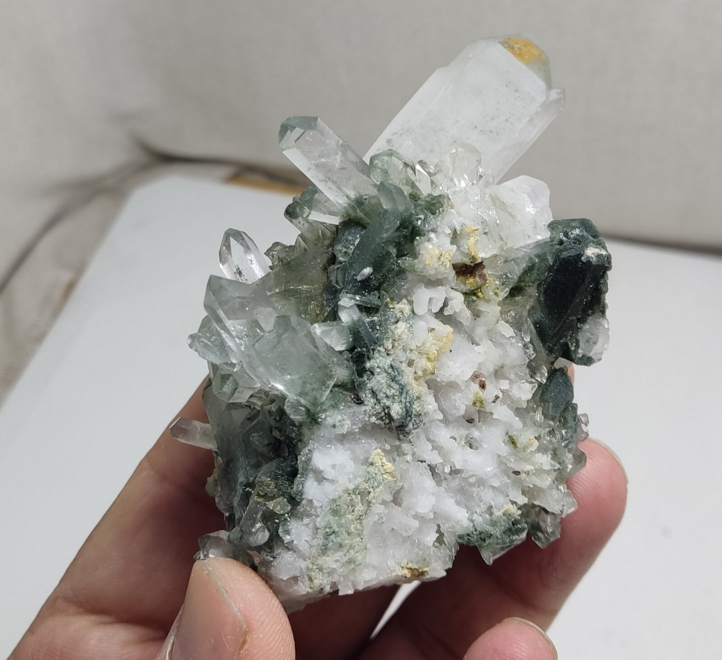 An Aesthetic Natural beautifully terminated Chlorite Quartz cluster 156 grams