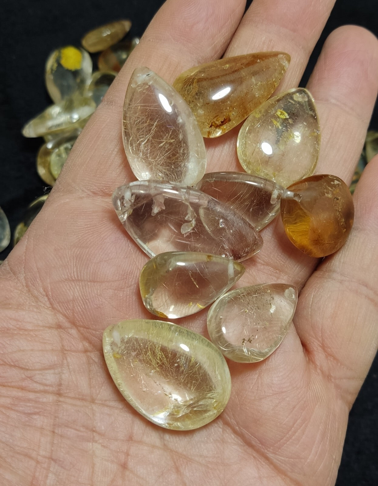 525 grams Rutilated polished quartz tumbles-cabochons