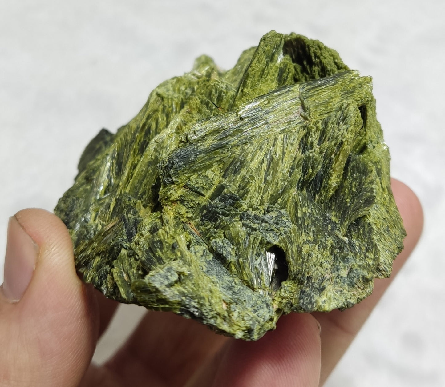 An aesthetic specimen of epidote crystal cluster 208 grams