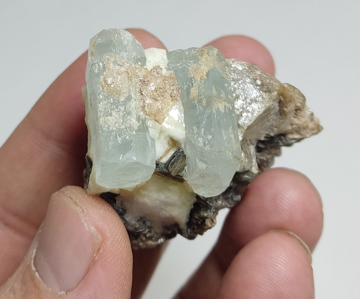 An Aesthetic specimen of aquamarine crystals on matrix 59 grams