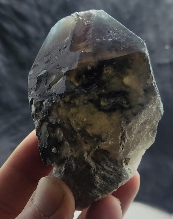 Natural Terminated Black Quartz with Light Blue Hues 277 grams