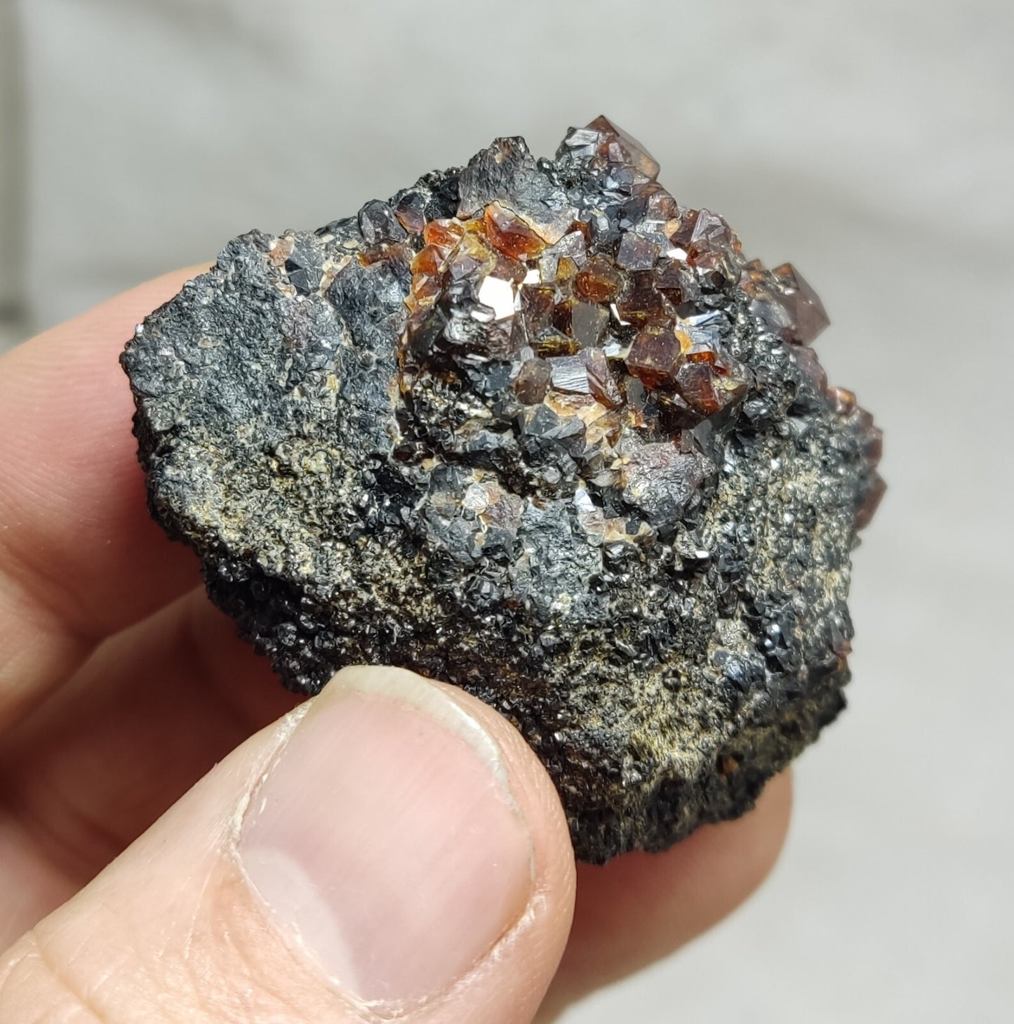 An Aesthetic specimen of andradite garnets on matrix 71 grams