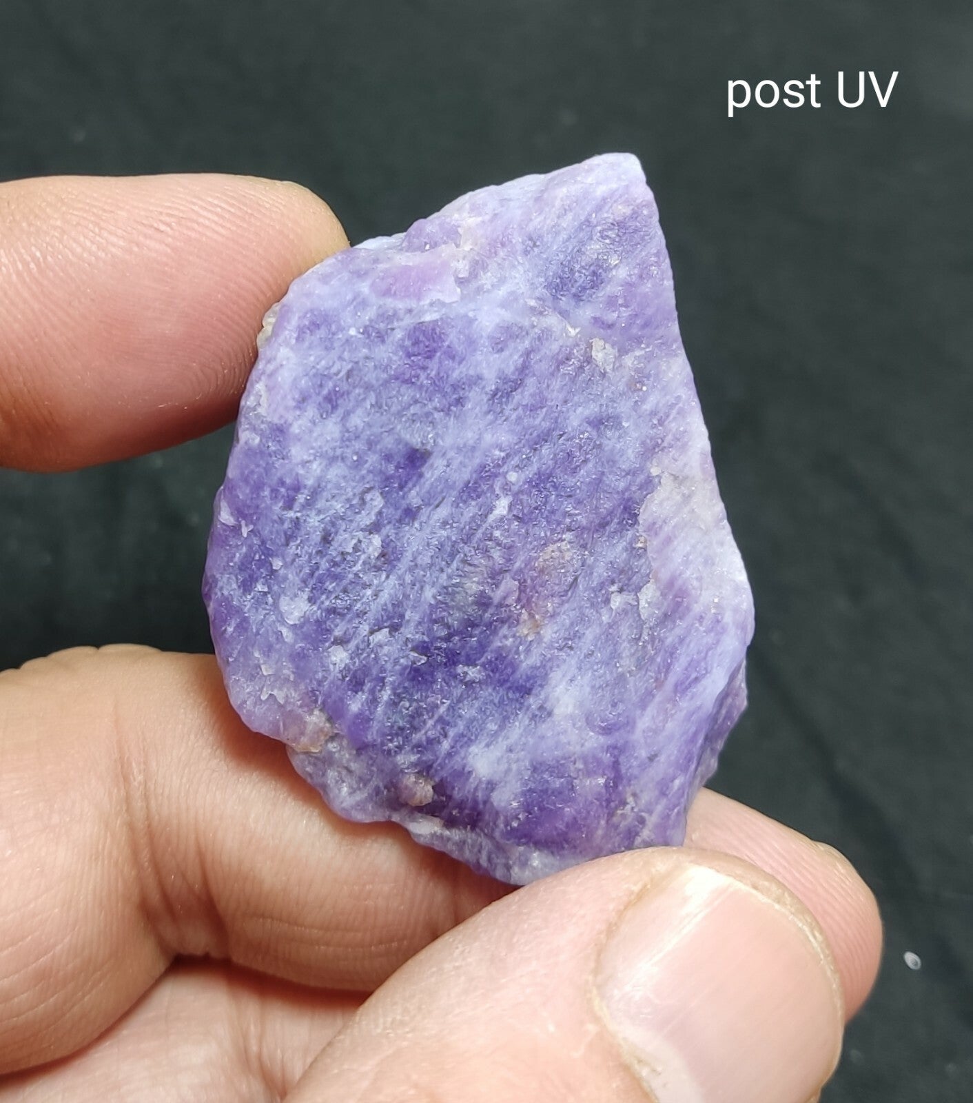 An amazing specimen of rough hackmanite chunk highly Tenebrescent 29 grams