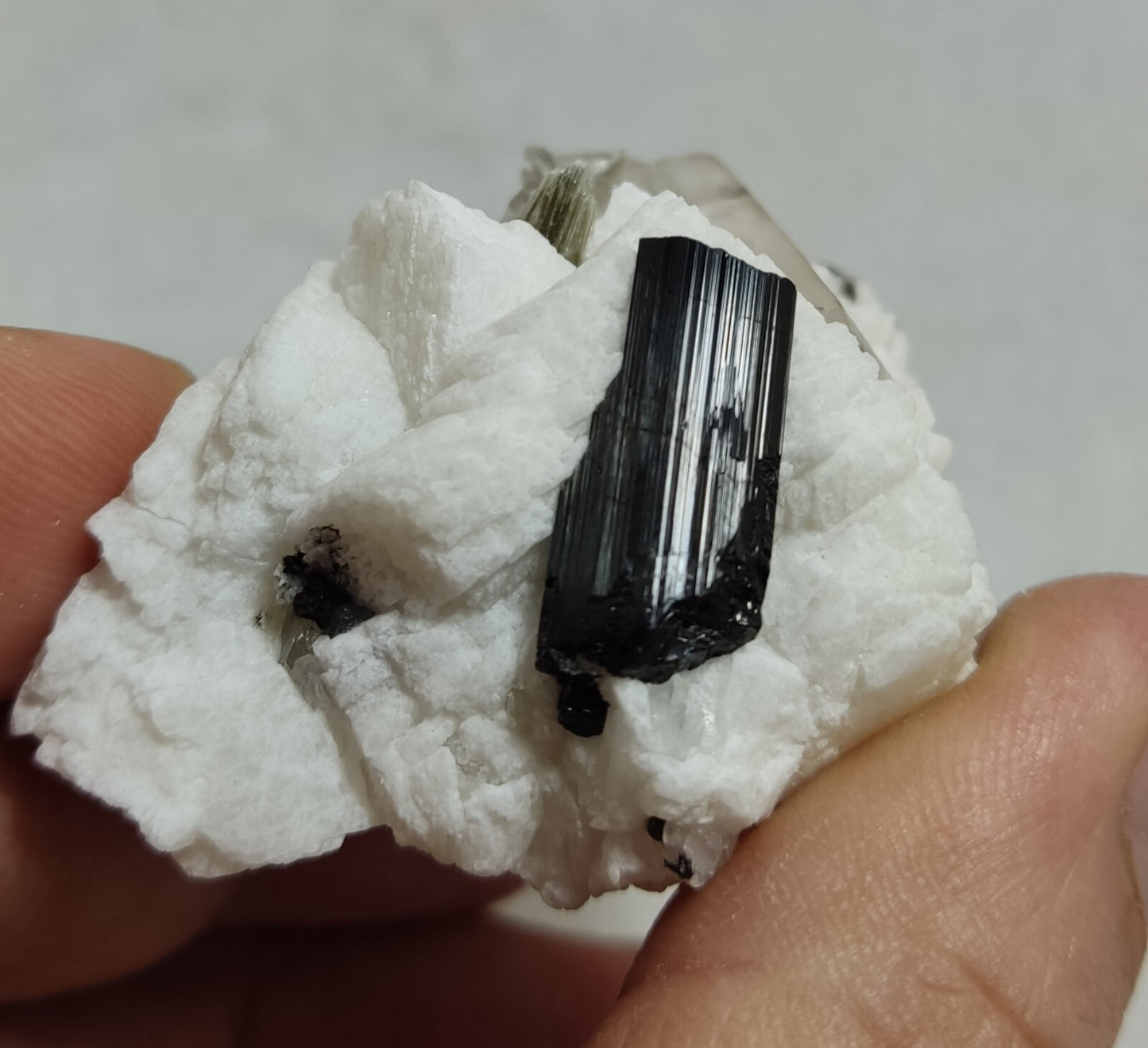 An Aesthetic combo specimen of feldspar, Tourmaline and quartz 64 grams