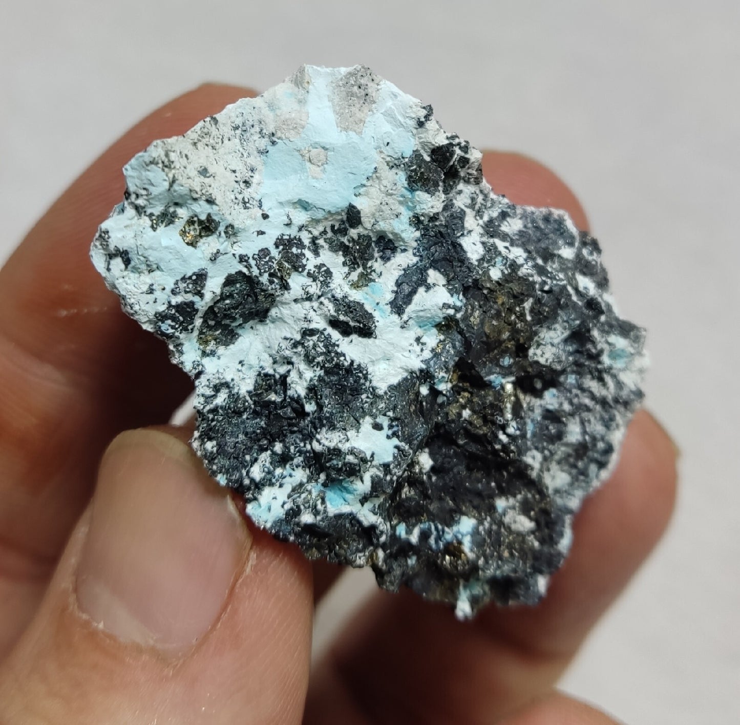 Natural turquoise in matrix with Pyrite 54 grams