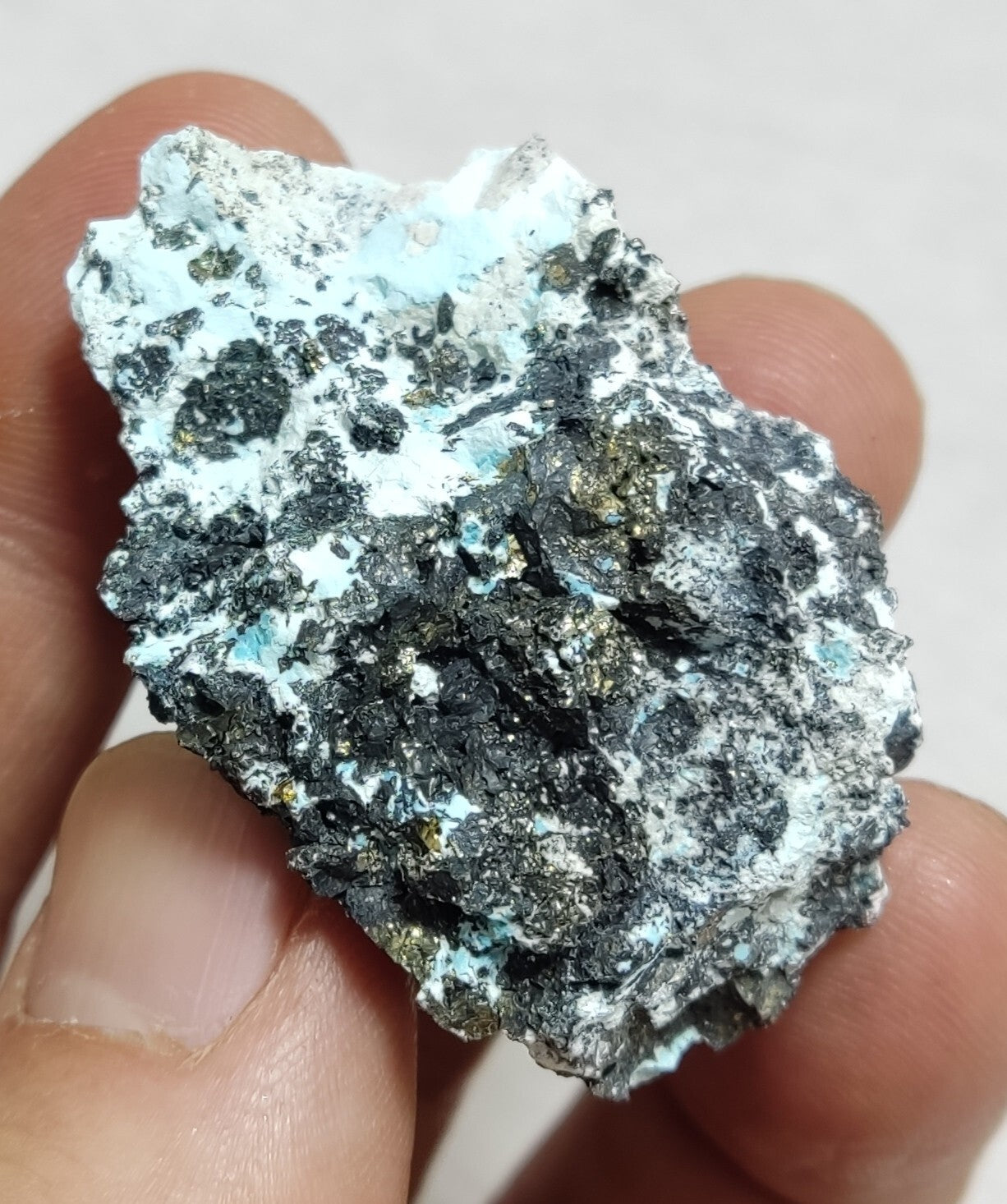 Natural turquoise in matrix with Pyrite 54 grams