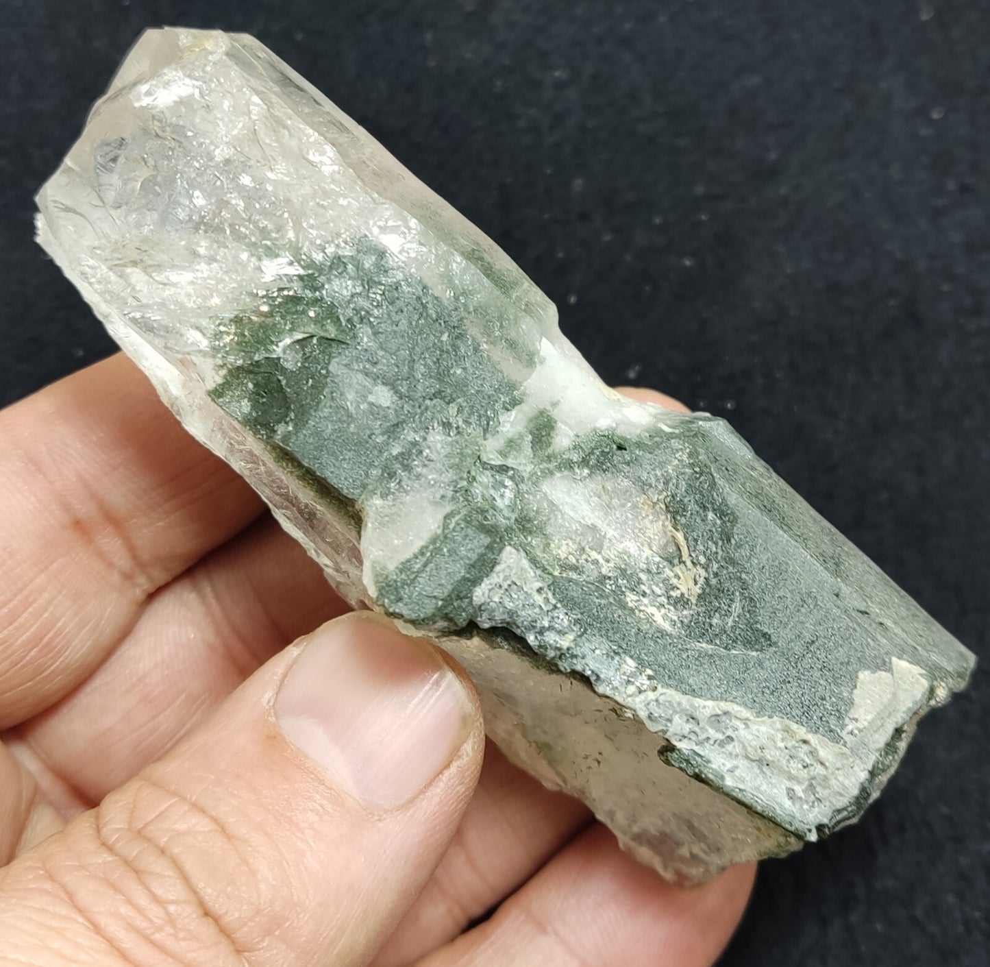 An Aesthetic specimen of chlorite included quartz crystal 134 grams