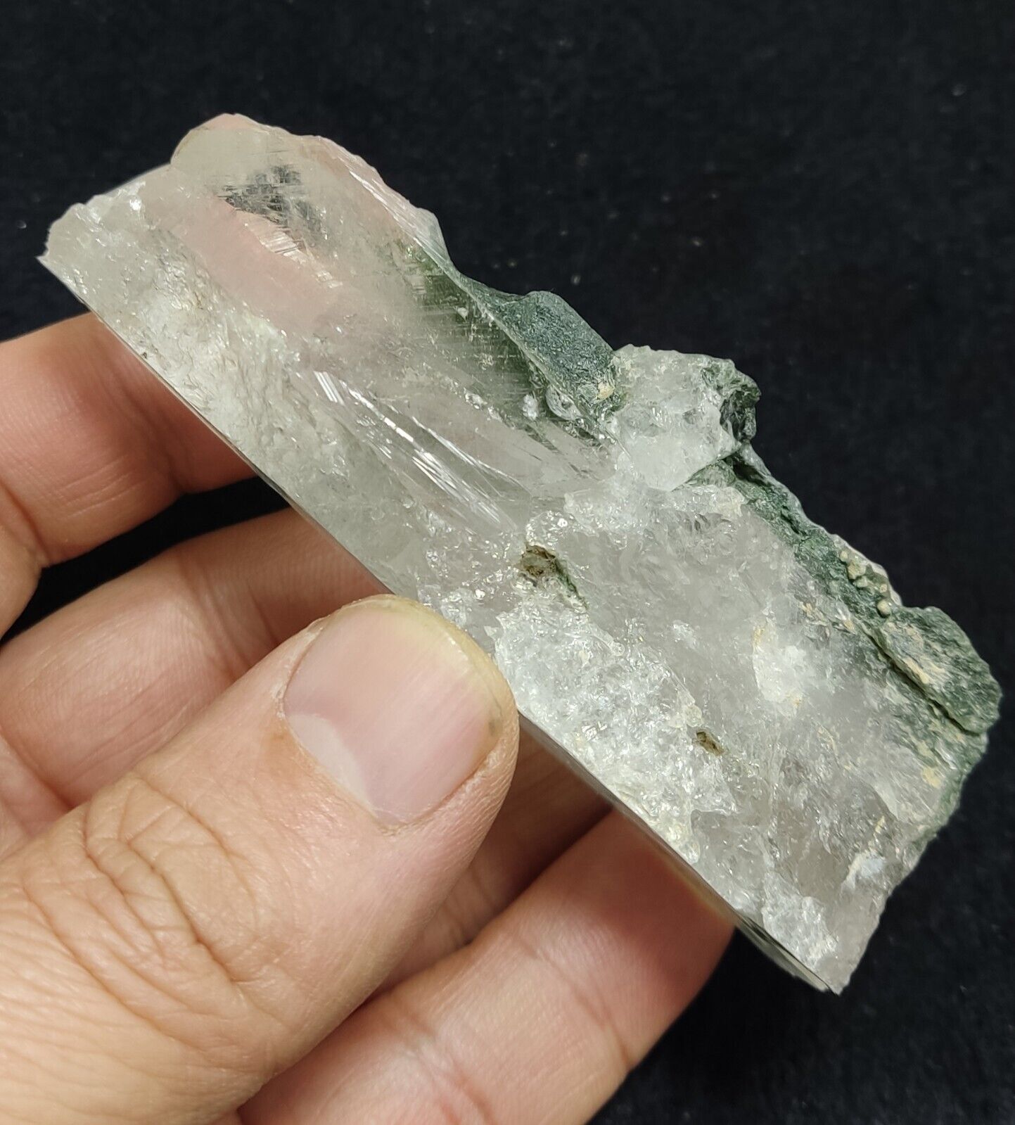 An Aesthetic specimen of chlorite included quartz crystal 134 grams