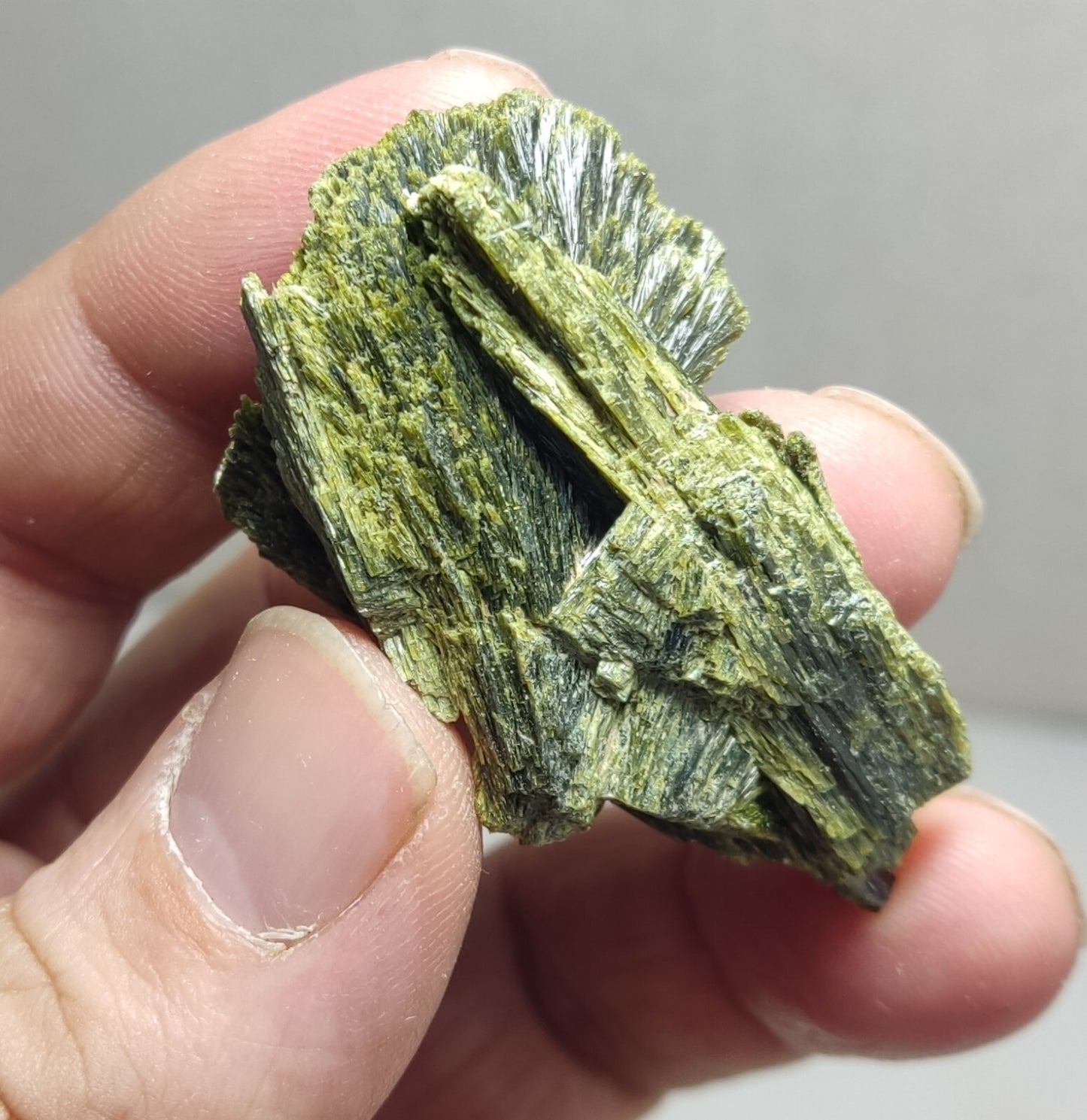 An aesthetic specimen of epidote crystal spray type 29 grams