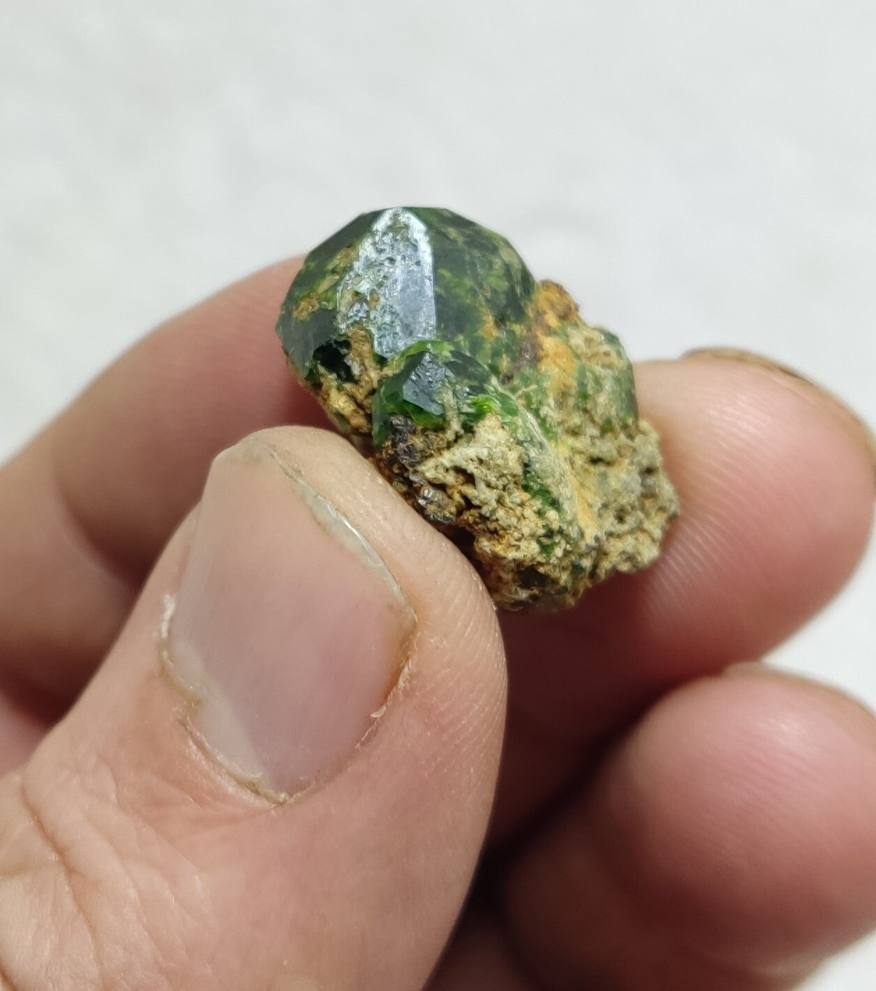 An Aesthetic specimen of garnet variety demantoid crystal 7  grams