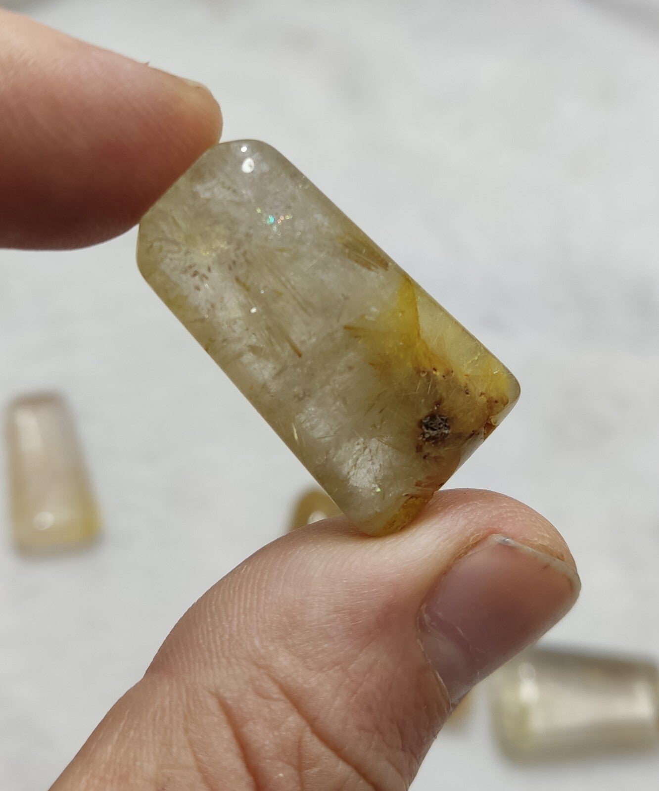 An amazing lot of Rutilated polished quartz tumbles 48 grams