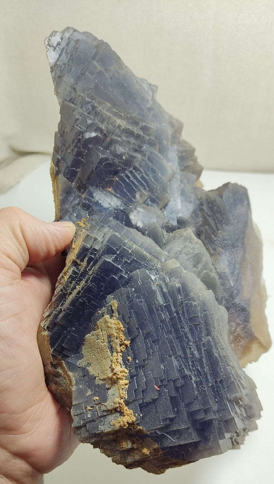 An amazing specimen of cubic dark bluish color Fluorite 2470 grams