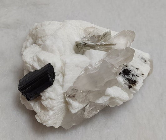 An Aesthetic combo specimen of feldspar, Tourmaline and quartz 64 grams