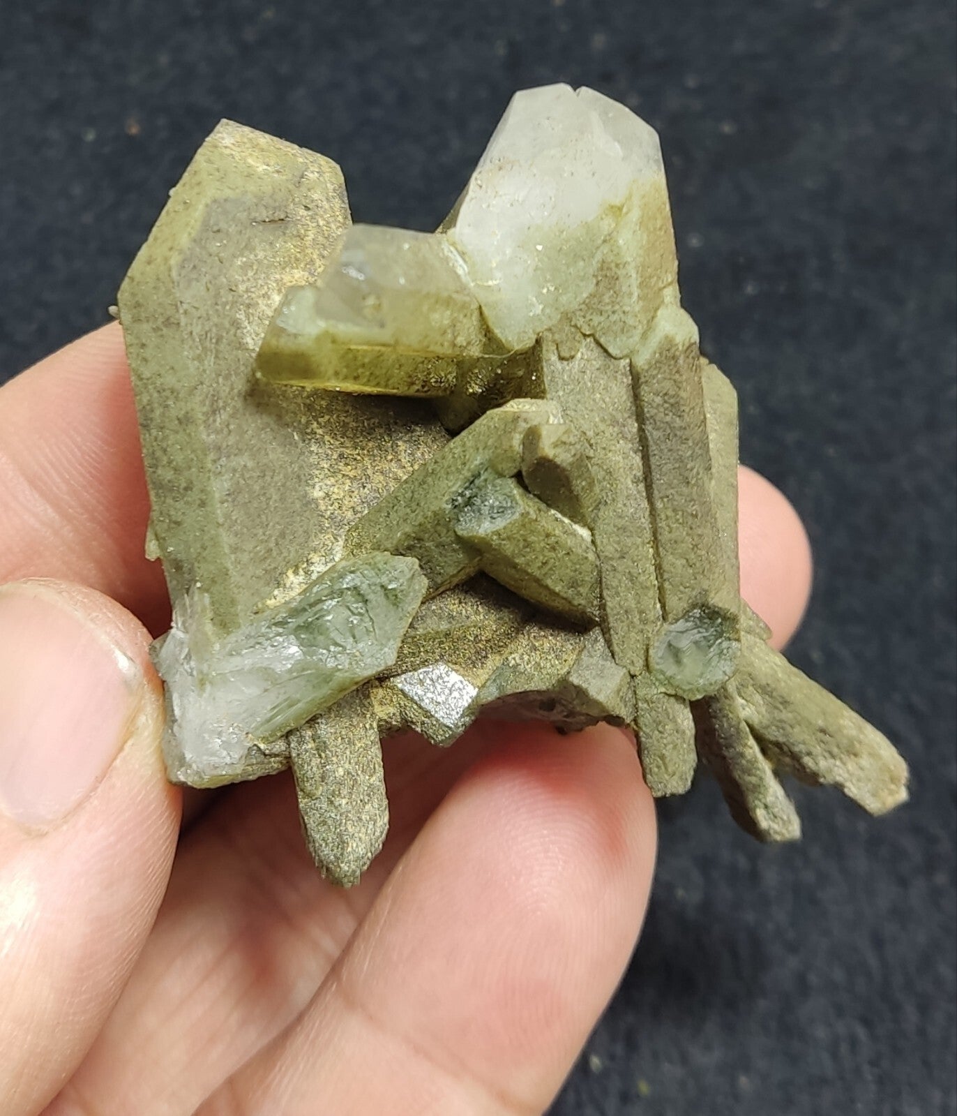 An Aesthetic specimen of chlorite included quartz cluster 54 grams