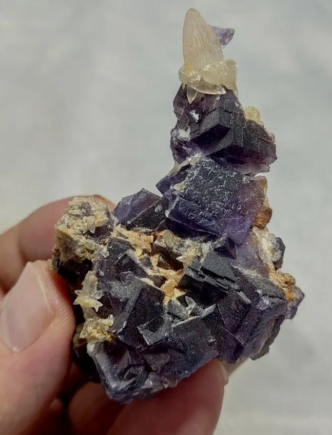 Small Purple Fluorite With Calcite 64 grams