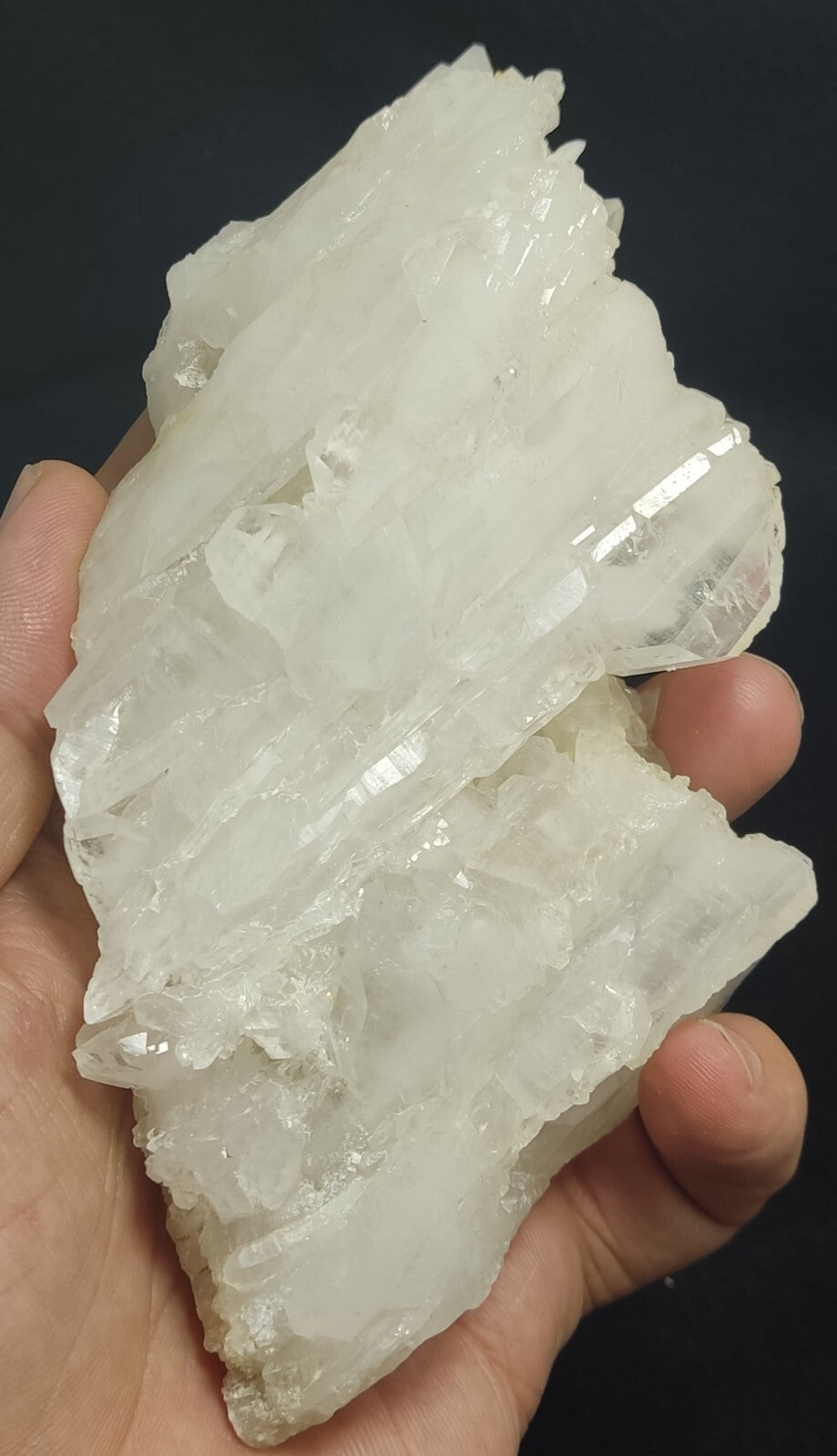 An aesthetic specimen of terminated faden Quartz crystals cluster 462 grams