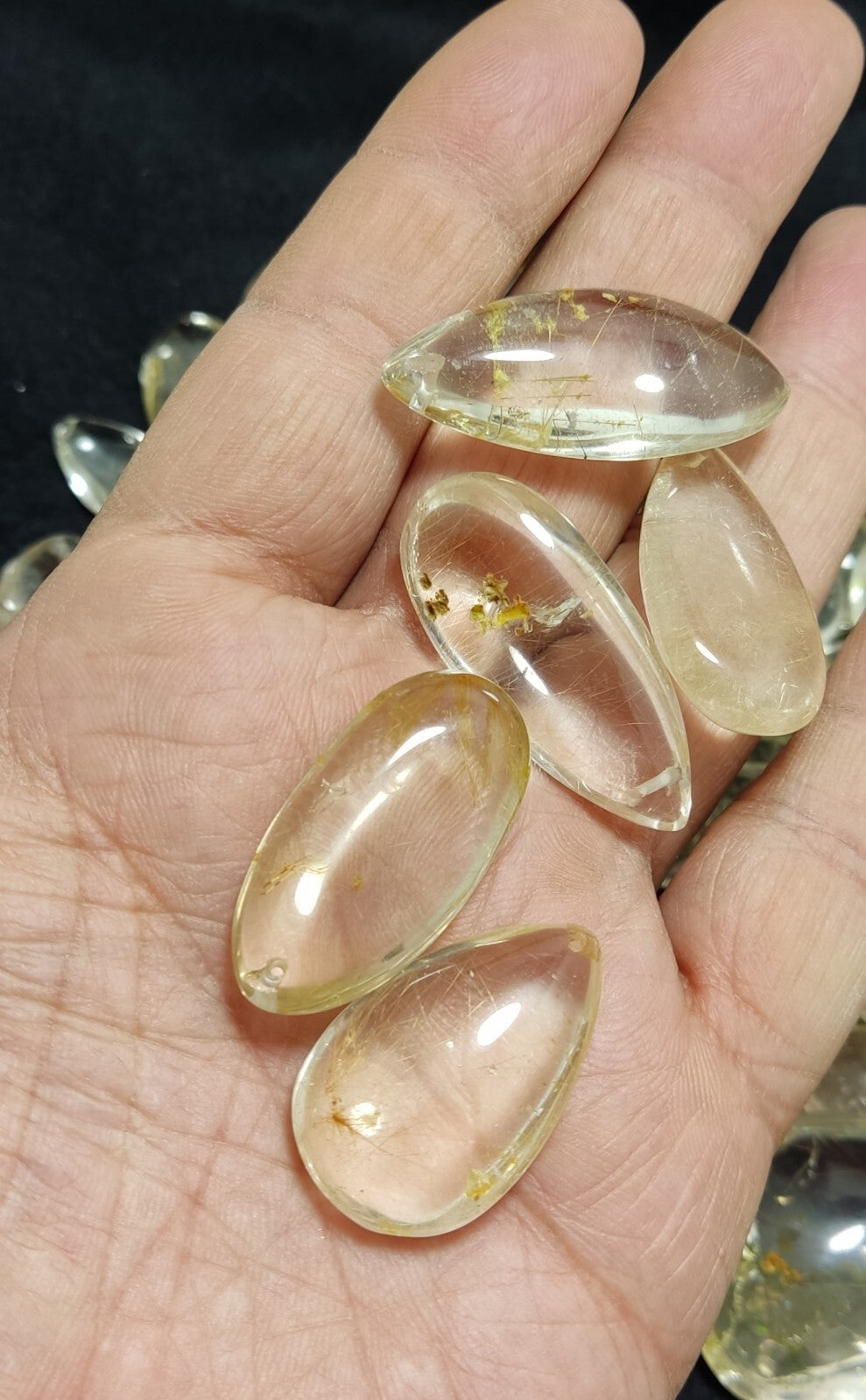 525 grams Rutilated polished quartz tumbles-cabochons