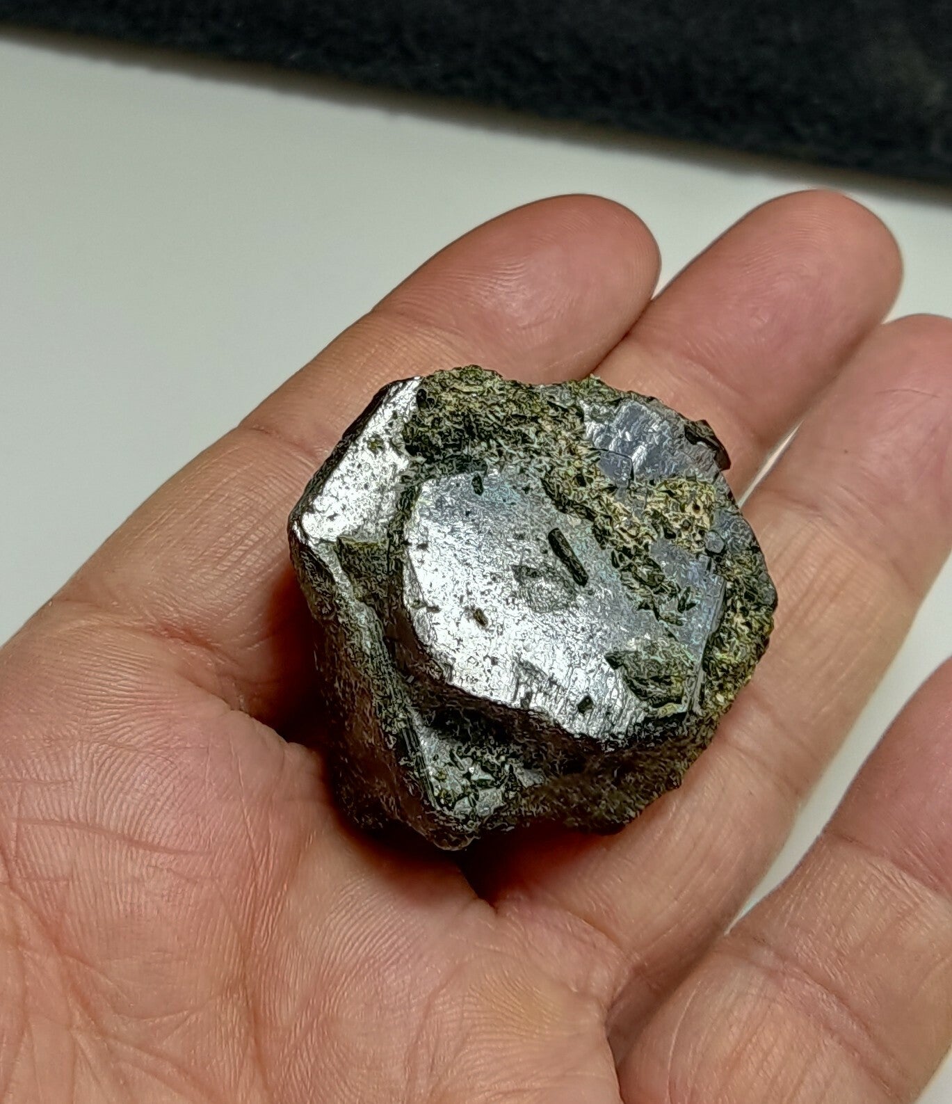 An aesthetic specimen of dark green color Epidote crystals 79 grams