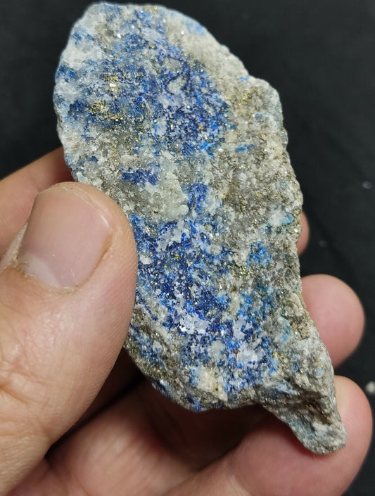 Amazing specimen of fluorescent sodalite-Lazurite on matrix with pyrite 119 gram