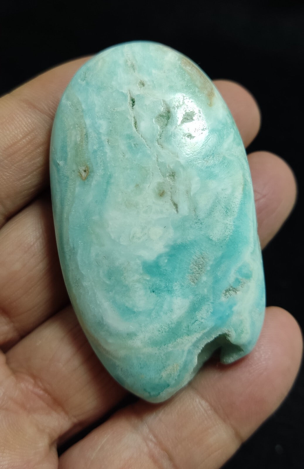 An amazing Blue color aragonite Palmstone 75 grams