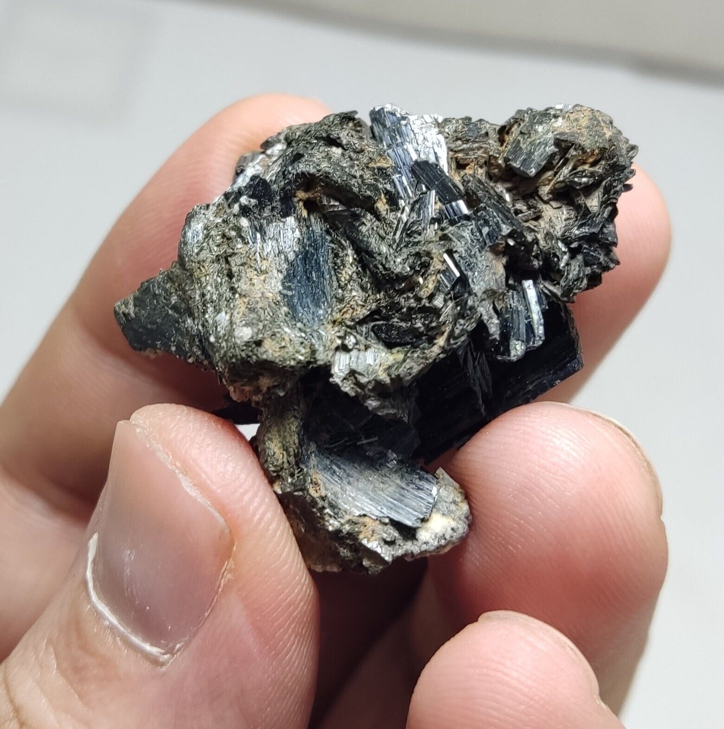 An aesthetic specimen of terminated aegirine crystal cluster 25 grams