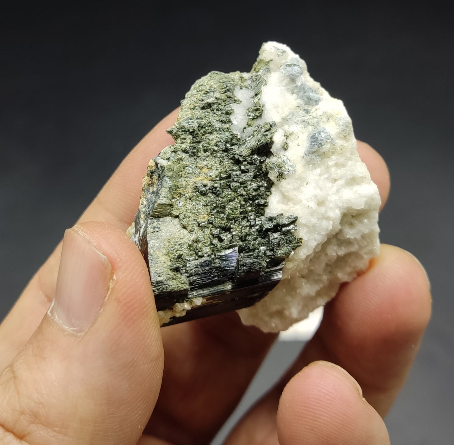 An Aesthetic specimen of epidote in matrix 39 grams