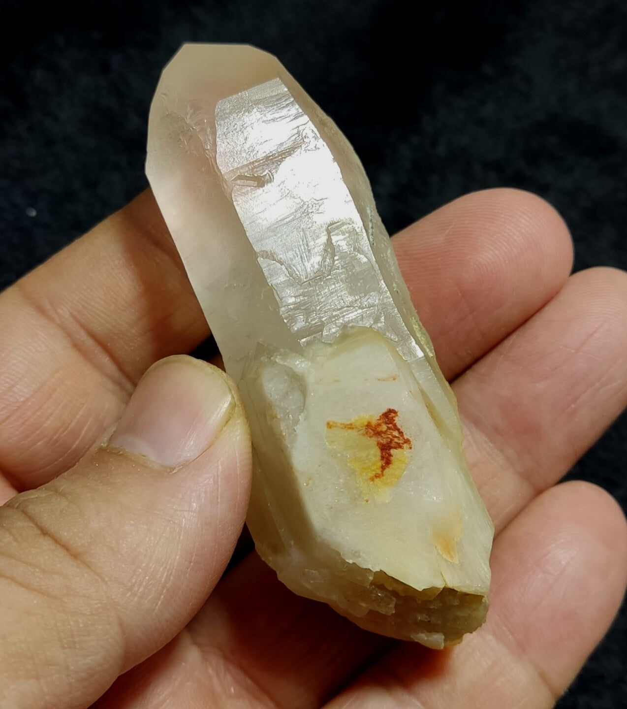 An amazing specimen of terminated amphibole included Quartz crystal 76