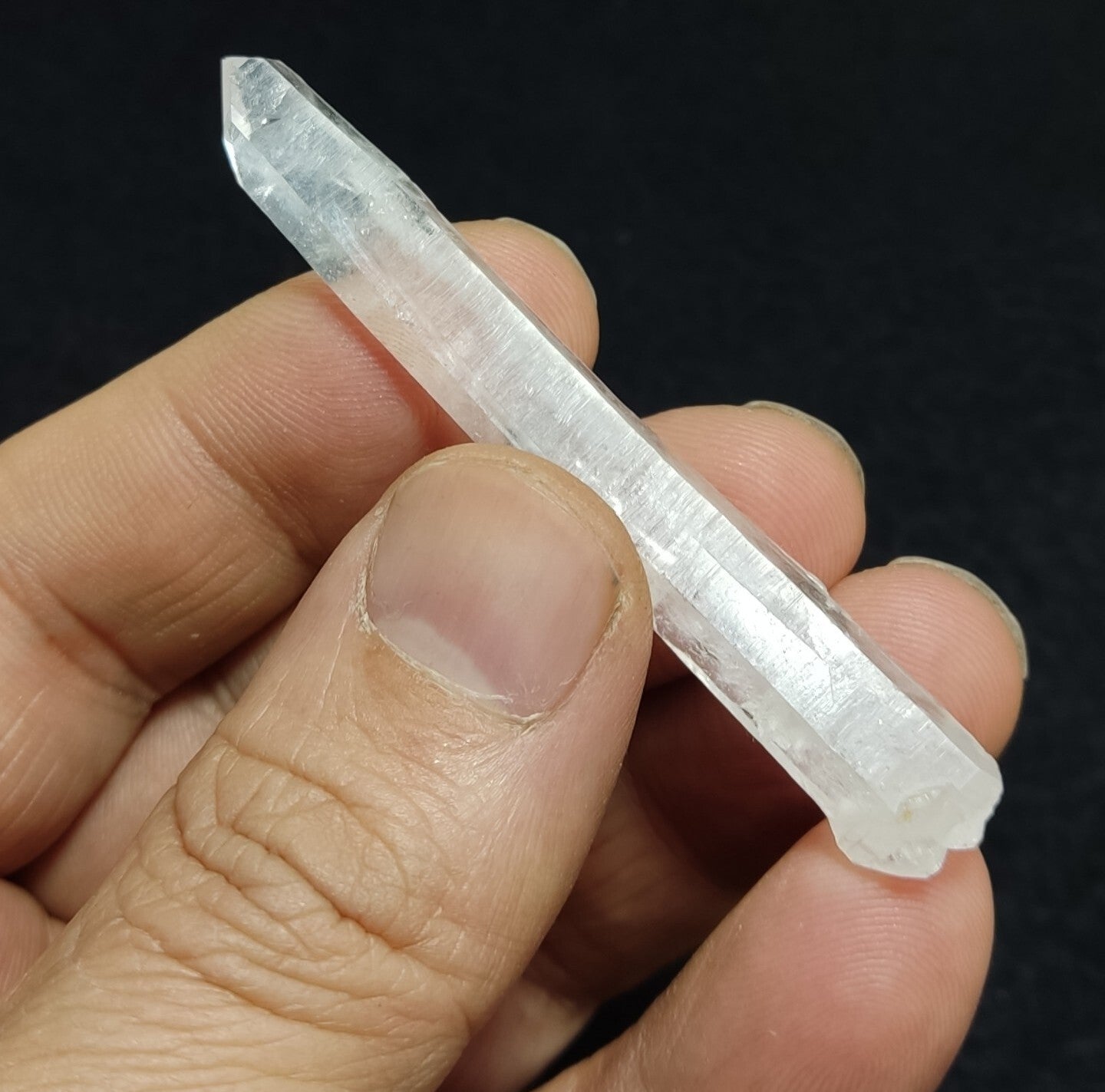 An Aesthetic elongated terminated specimen of Faden Quartz crystal 8 grams