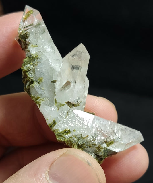 An aesthetic specimen of Epidote quartz cluster 19 grams