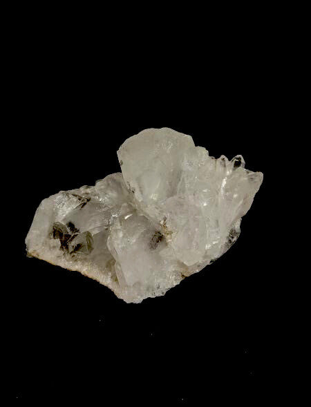 Natural quartz Clusters With Brookite Inclusions . Black Color Brookites .