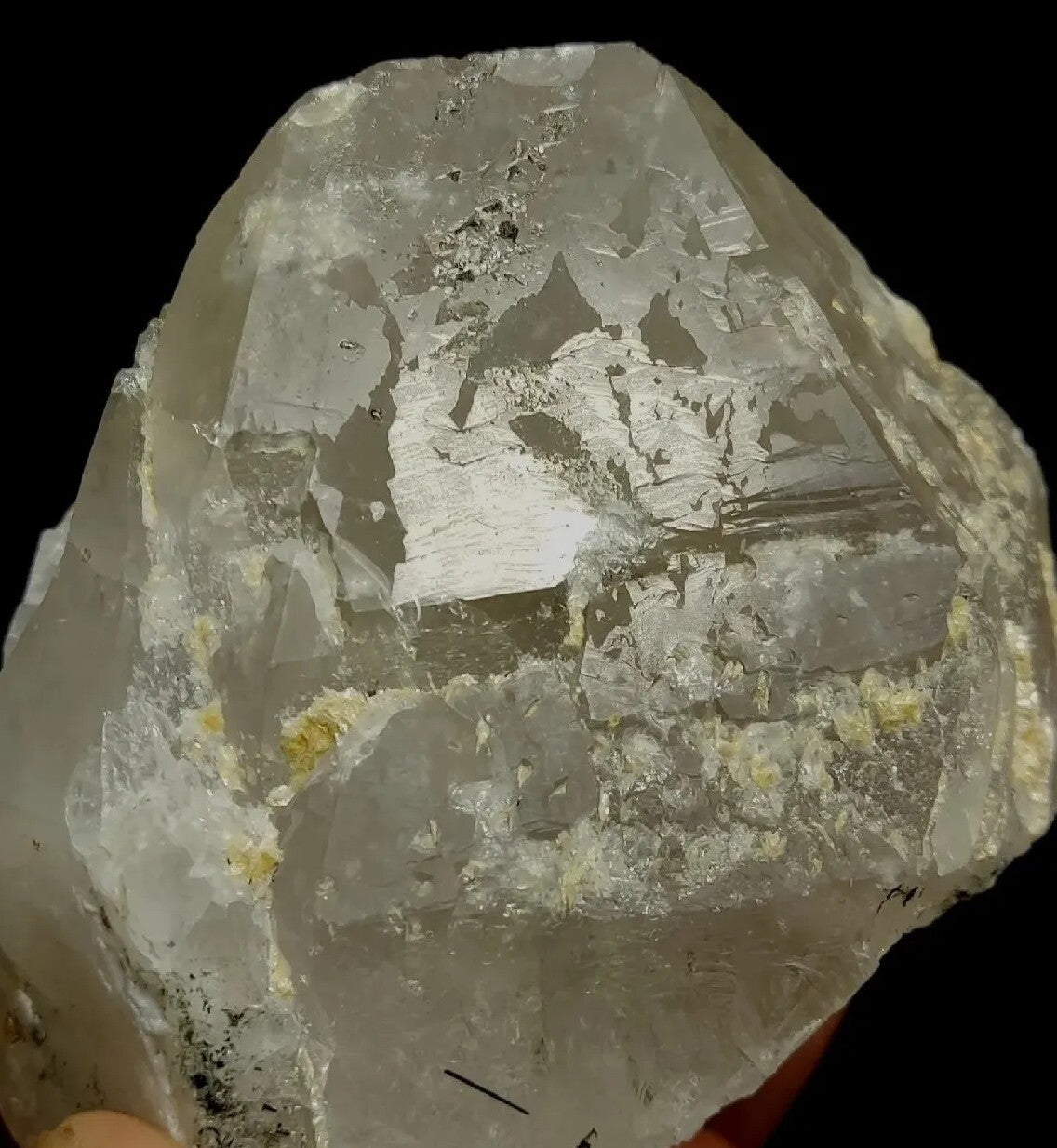 Natural quartz crystals cluster with black tourmaline 469 grams