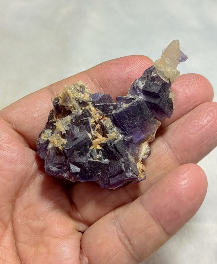 Small Purple Fluorite With Calcite 64 grams