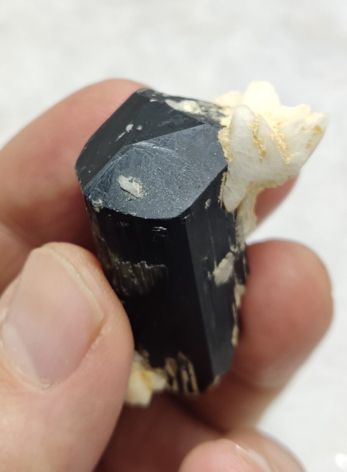 An Aesthetic Natural black Tourmaline specimen with albite 33 grams