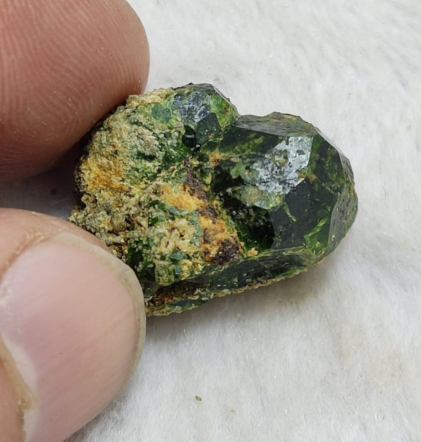 An Aesthetic specimen of garnet variety demantoid crystal 7  grams