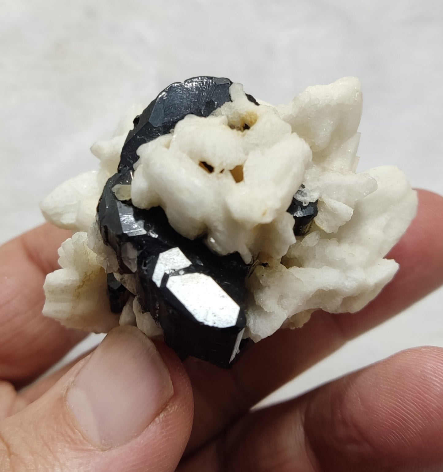 An Aesthetic Natural black Tourmaline specimen with albite 90 grams