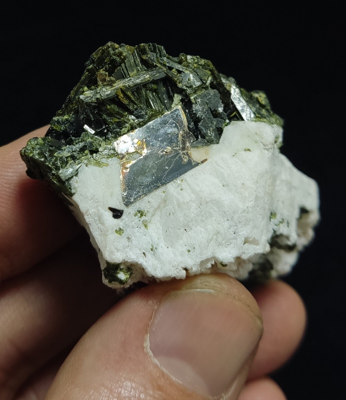 An Aesthetic specimen of epidote in matrix with andradite garnet 55 grams