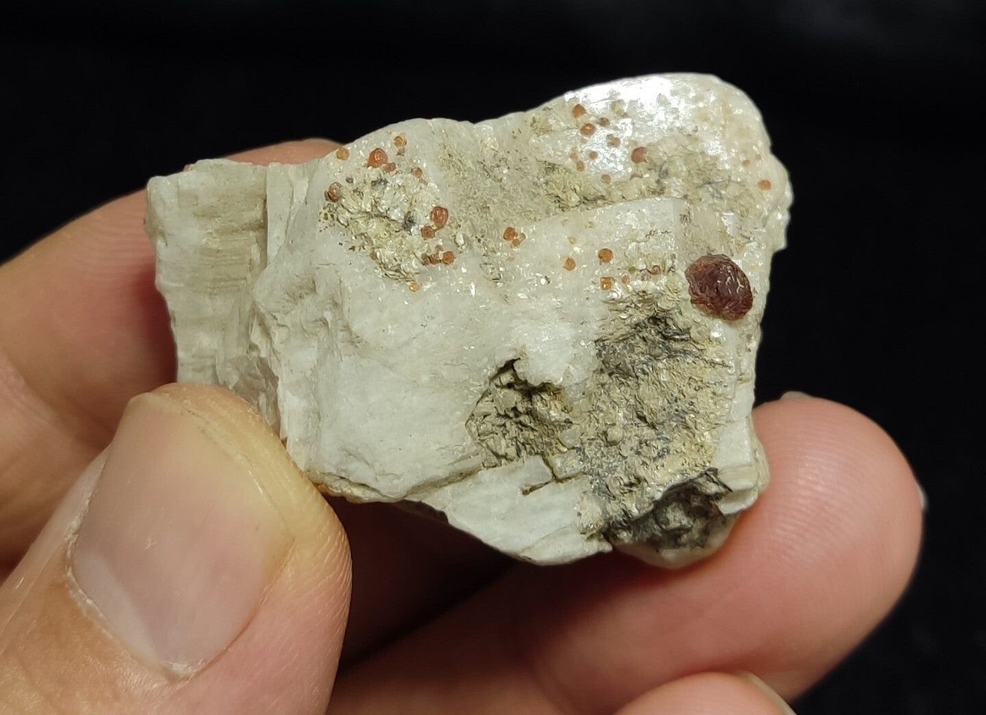 Small Sized Specimen Of Garnet Spessartine On Feldspar 34 grams