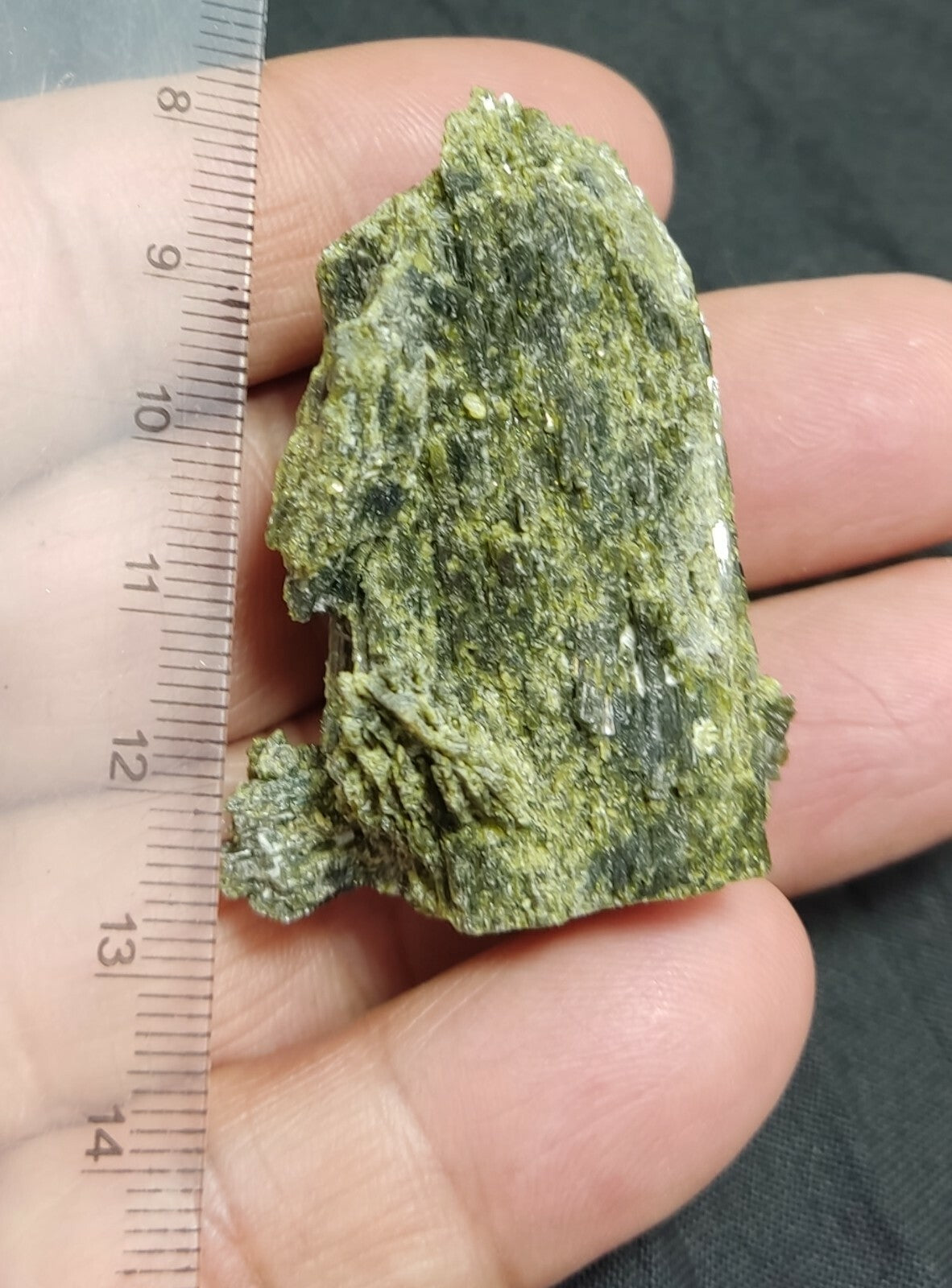 An aesthetic specimen of dark green color Epidote crystal spray 44 grams